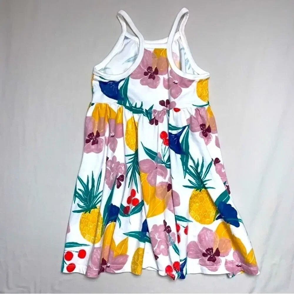 Tea Collection Floral Dress GIrl’s 6 White Sun Summer Fit & Flare Trapeze Flowy